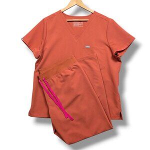 Figs Catarina Top Livingston Basic Pant Scrub Set Womens XXL Orange